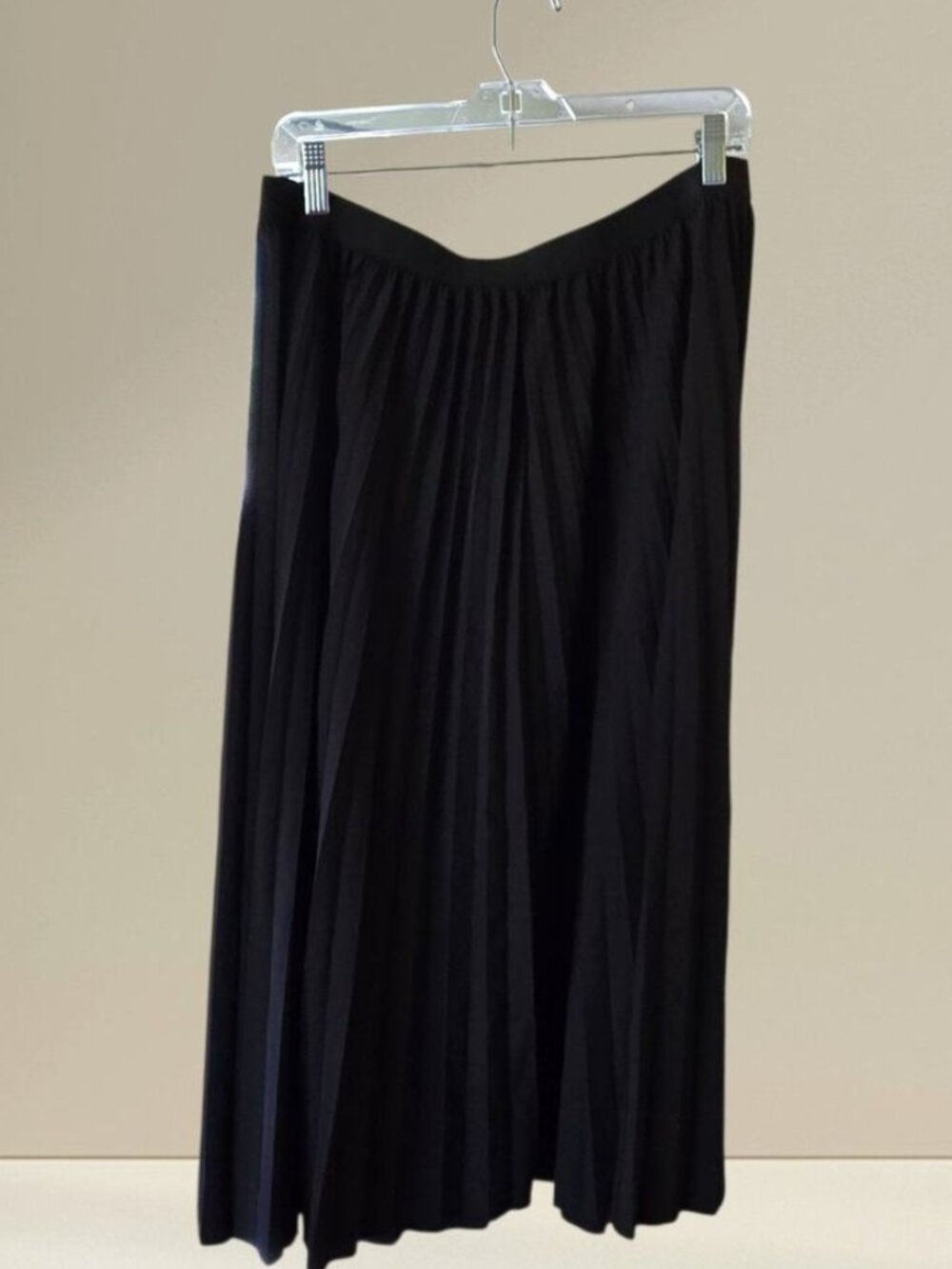 Skirt Women 1XL Black Maxi Long Pleated Pull On
